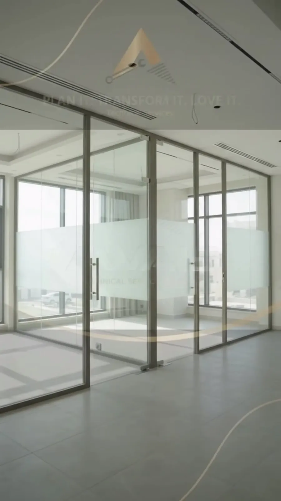 Glass office partitions installed by Awais in Dubai